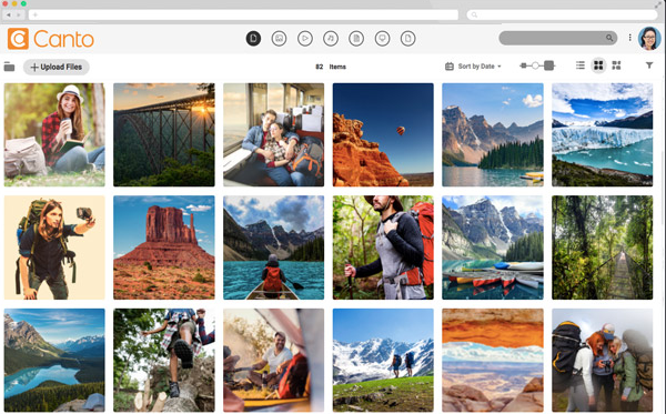 A screenshot of the Canto DAM interface.