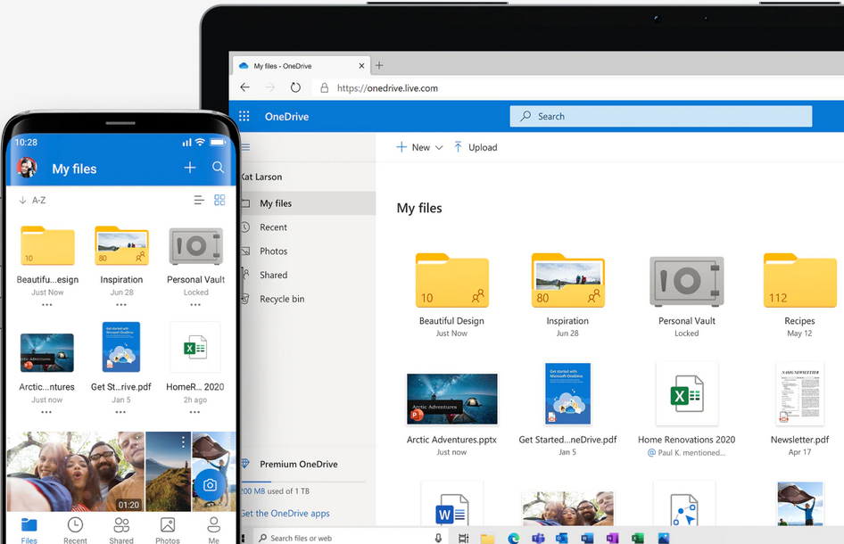 The OneDrive interface.