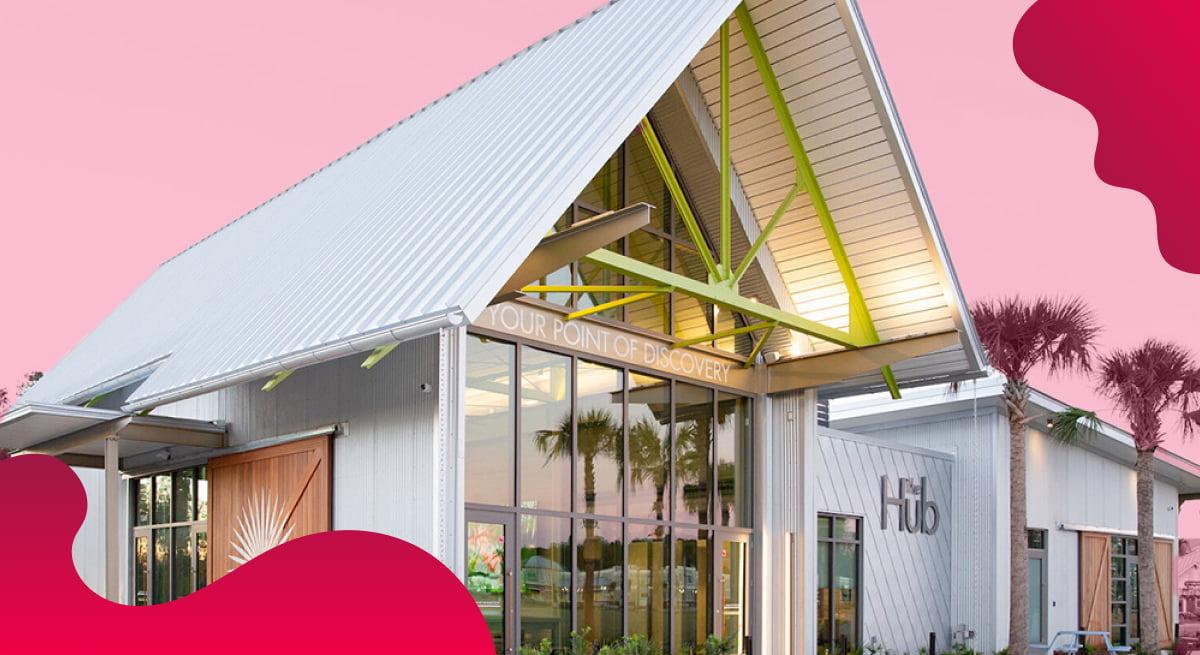 DI Development Company header image in red of a constructed church building.