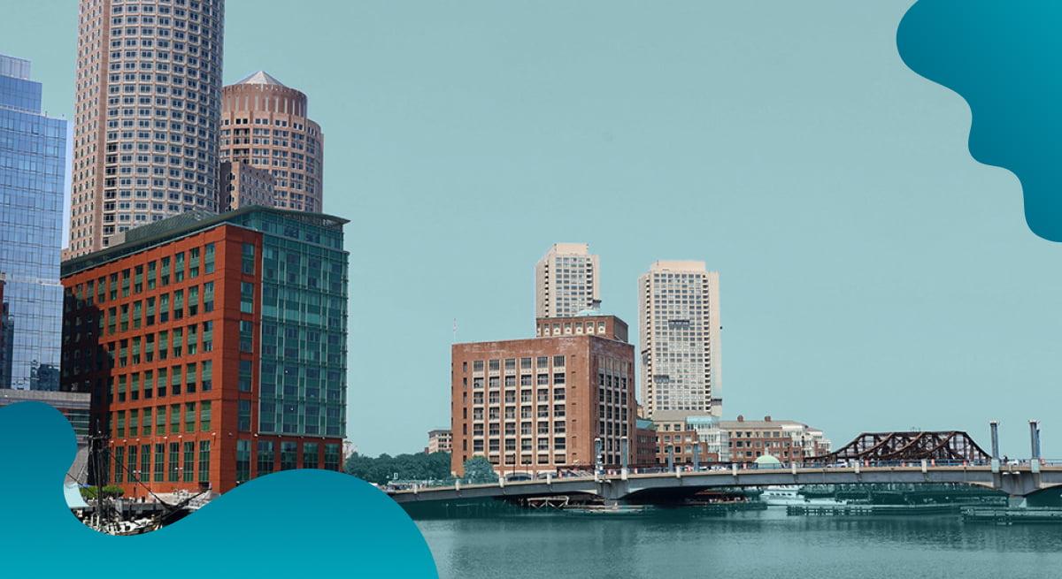 Downtown Boston Business Improvement District header image in blue showing downtown Boston.