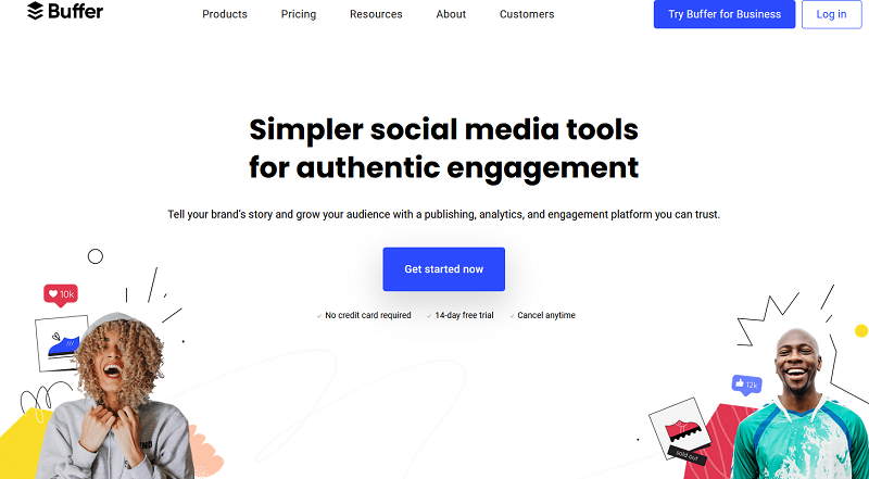 The Buffer website page.