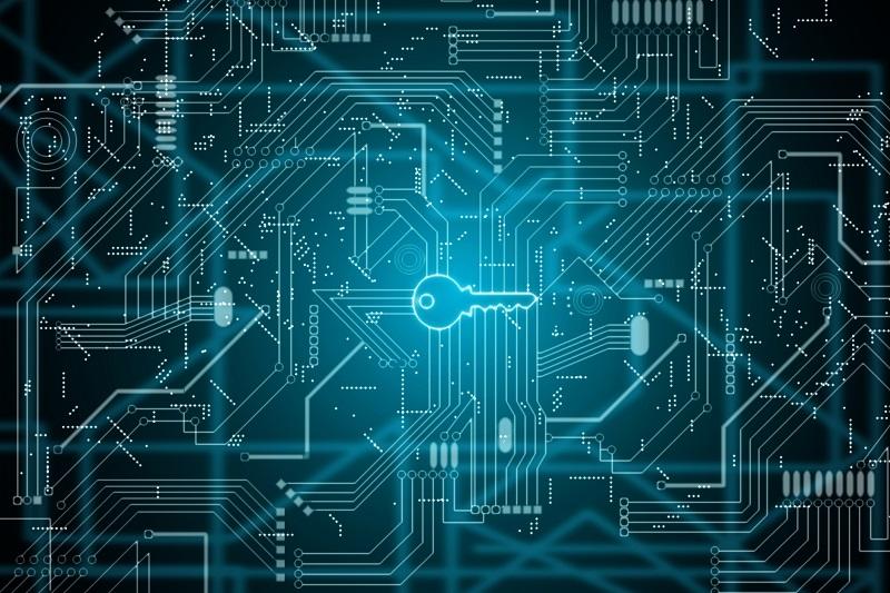 Digital data with a key in the center.