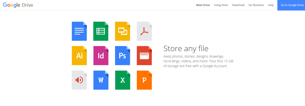Die Benutzeroberfläche von Google Drive.
