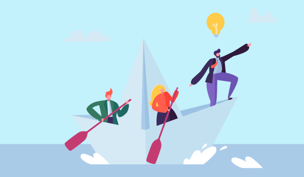 A person leading others on a boat.