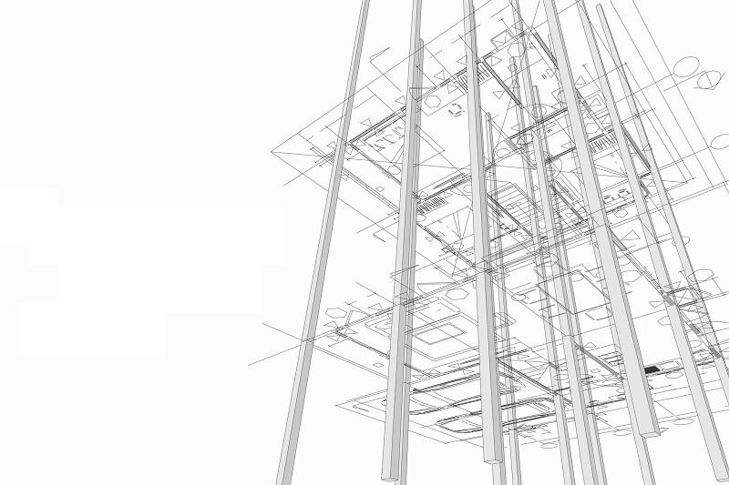 An outline of a building.