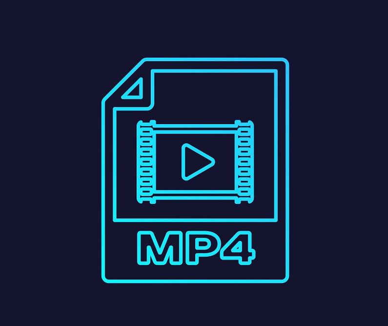 Eine Abbildung des Dateisymbols für das MP4-Audioformat in türkiser Farbe.