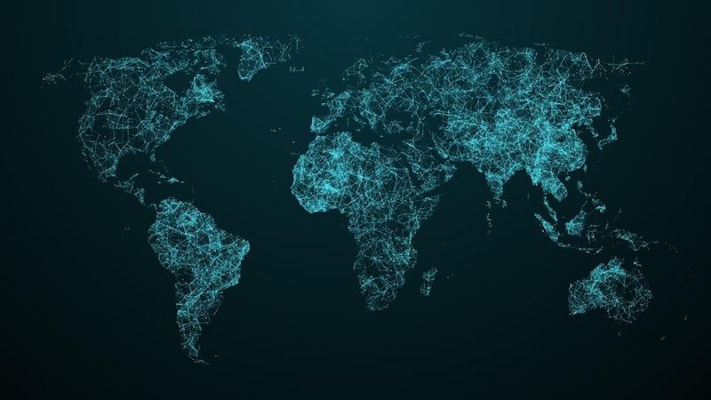 Eine digitale Darstellung der Kontinente der Erde.