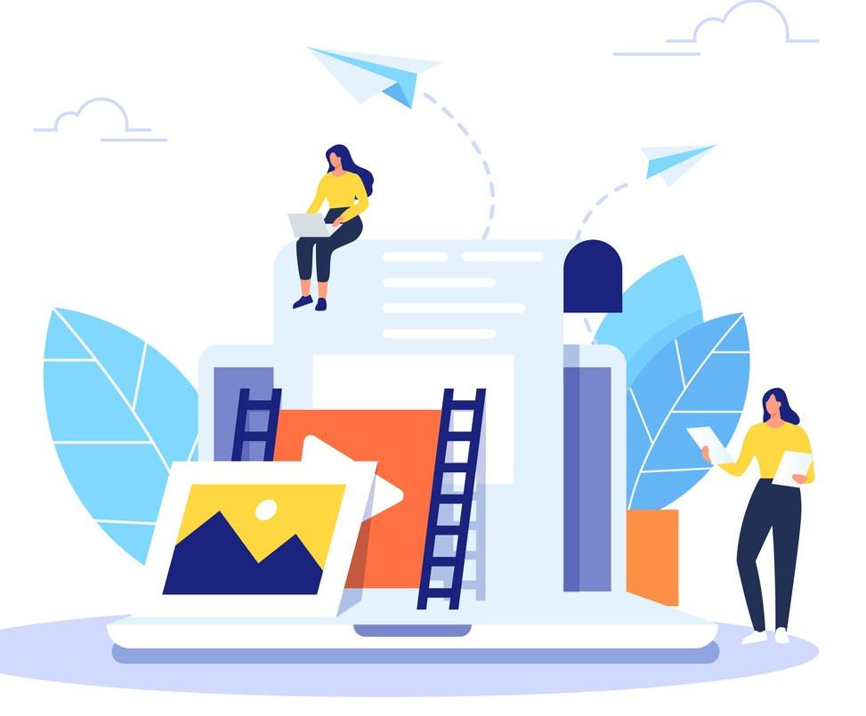 Animierte Personen, die ein System verwalten.