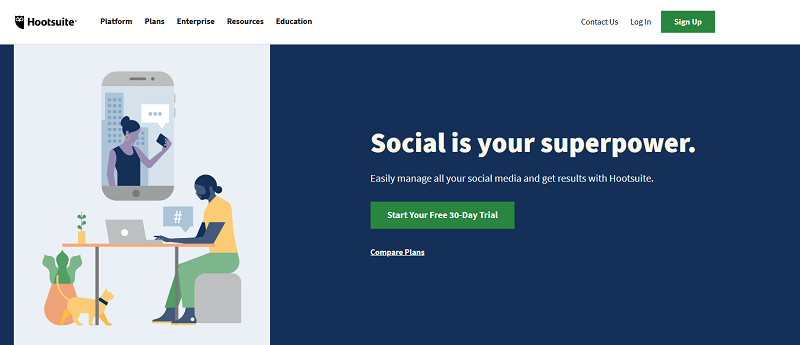 The Hootsuite website.