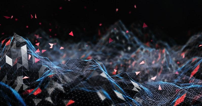 A digital landscape with varying shapes.