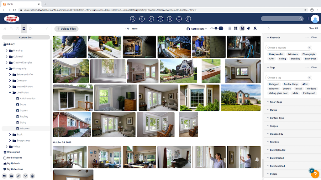 Screenshot of the Canto media library of Universal Windows Direct.