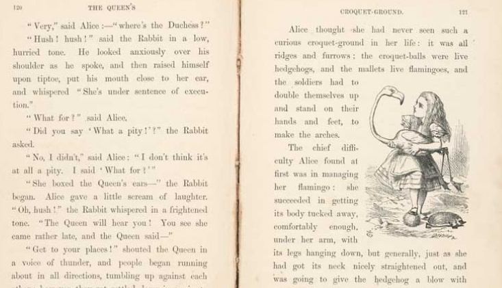 The insides of a book.