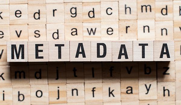 Puzzle blocks that spell 'metadata'.
