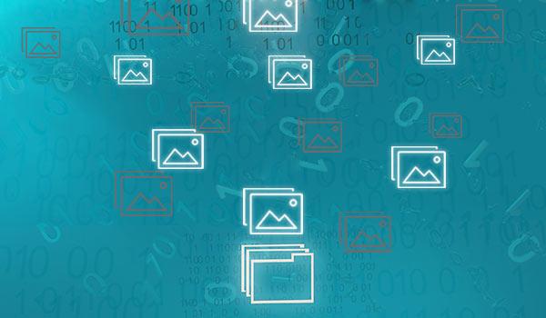 Floating digital icons.