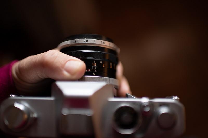 A vintage camera lens.