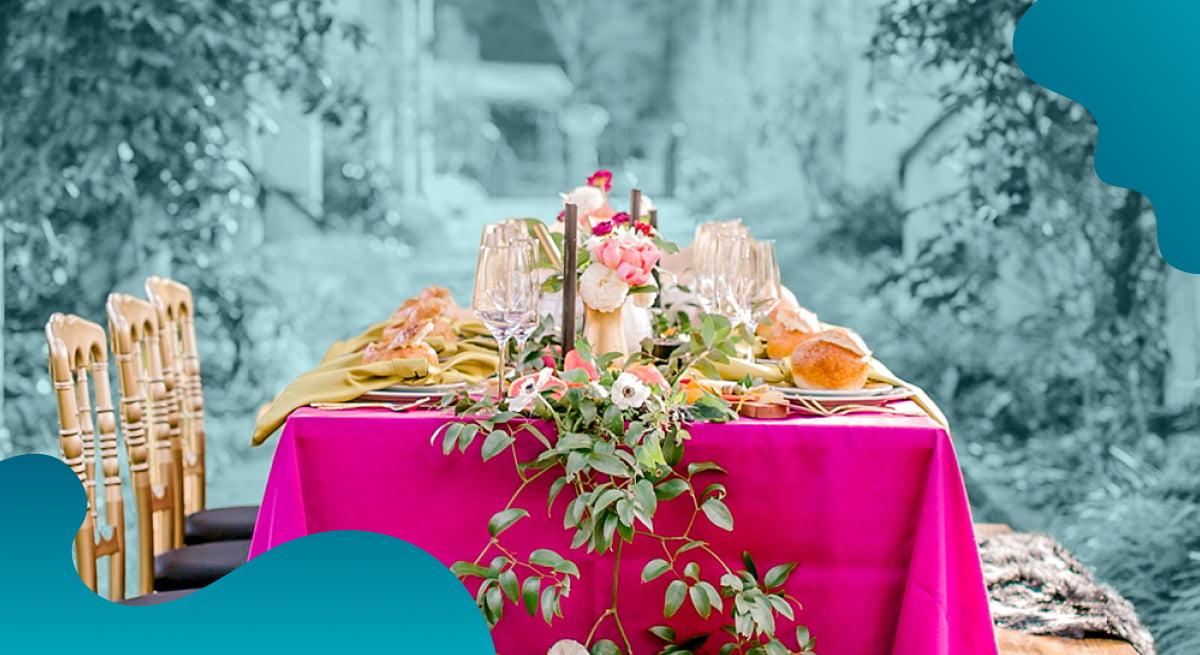 Party Reflections header image in blue showing a party banquet table.