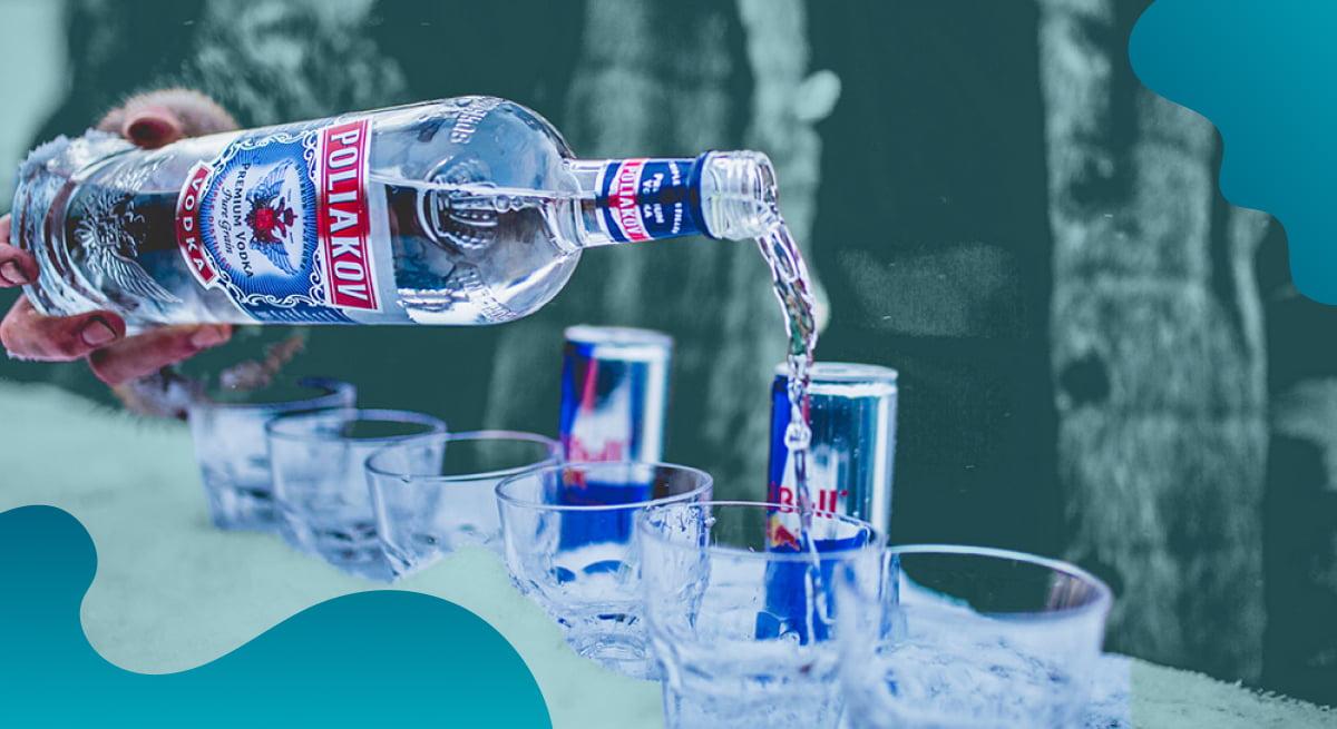 Inspirits Premium Drinks header image in blue of drinks being poured.