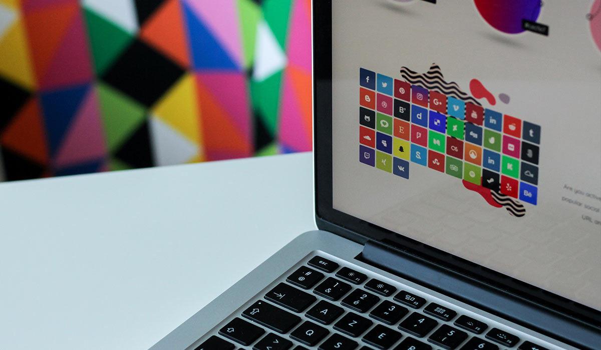 Designer's laptop with colors