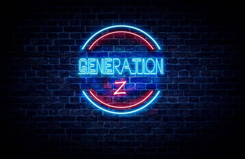 Eine Neonschrift mit den Worten 'Generation Z'.
