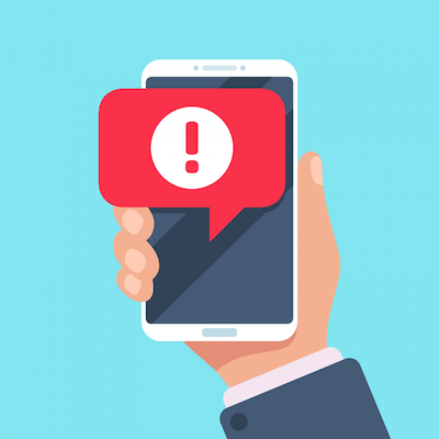 phone with exclamation mark
