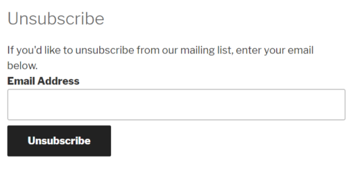 Email unsubscribe form.