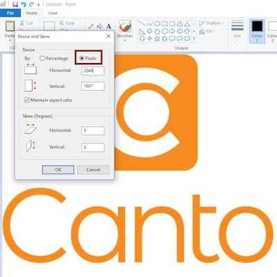 Canto screenshot with sizing box