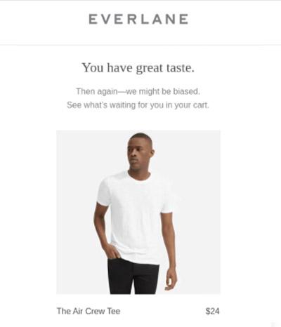 Abandoned cart email from Everlane with the copy "You have great taste."