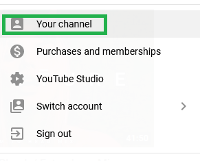 The menu in YouTube profiles.