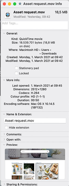 An info option on Mac.