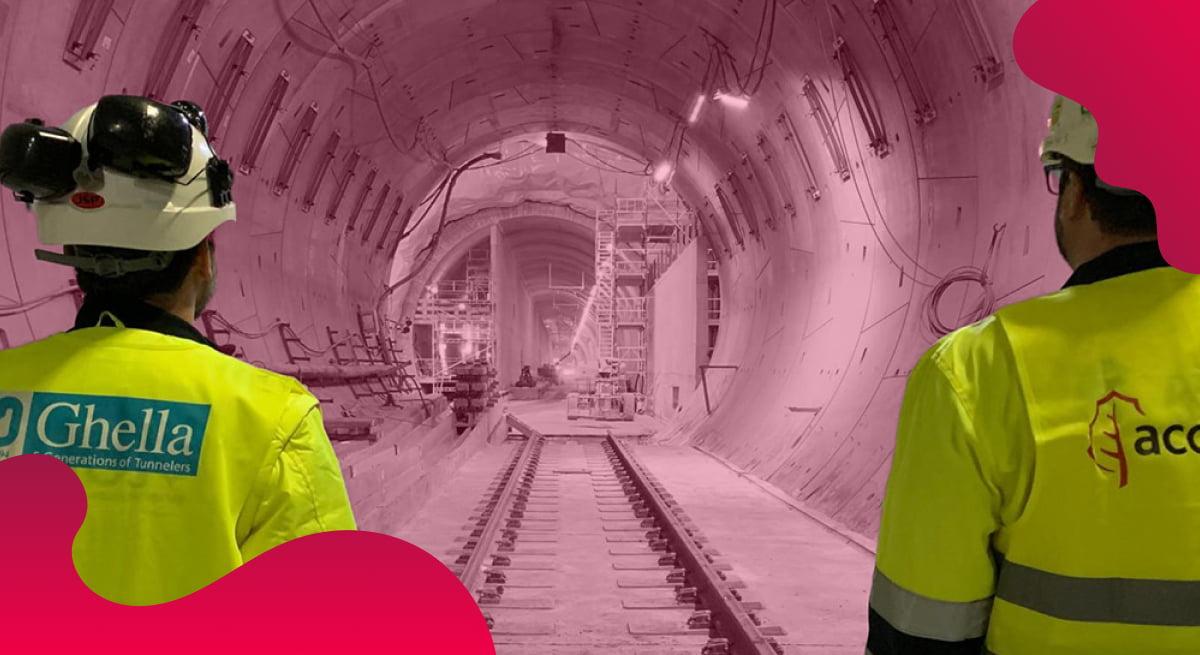 Ghella header image in red showing a construction site inside.