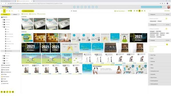 Ein Screenshot der Canto Bilddatenbank bei der Physiomed Elektromedizin AG.