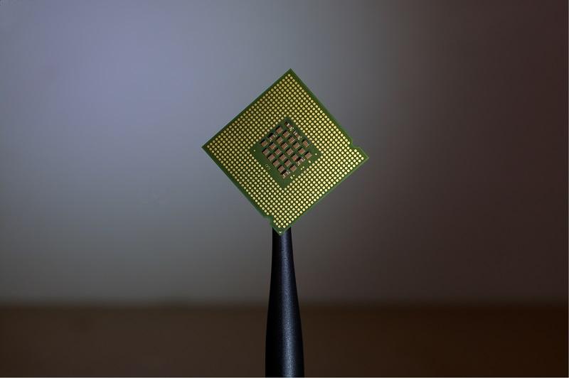 Ein Microchip in Großaufnahme.