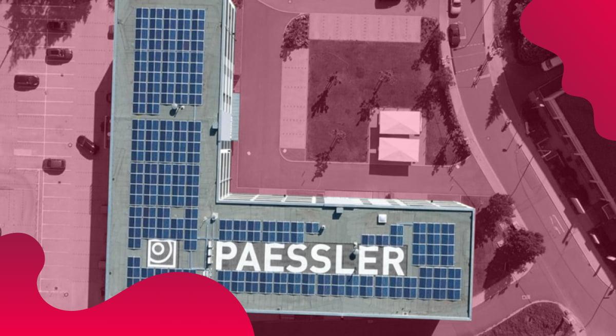 Paessler AG header image in red of headquarters.
