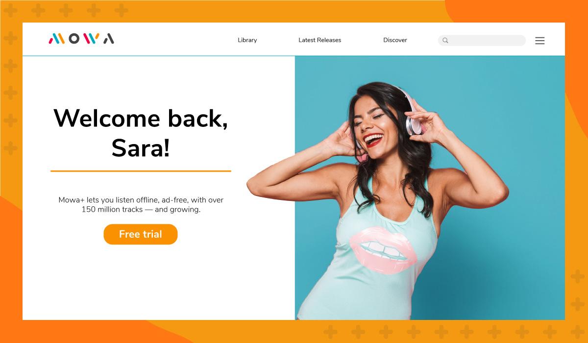 Personalized marketing for headphones addressing customer by name.