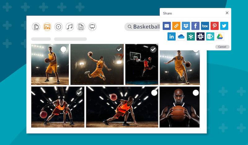 Aufnahmen von Aktionen beim Basketball in der Canto Digital Asset Management-Bibliothek.