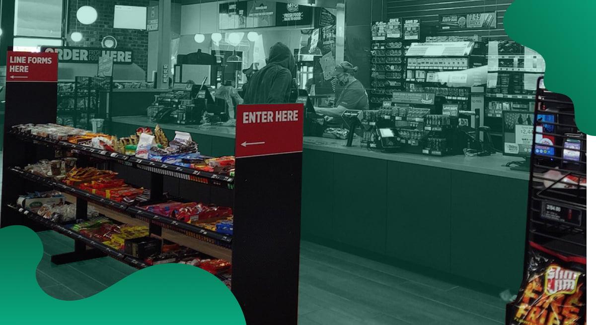 Ultimate Sales header image in green of convenience store checkout.