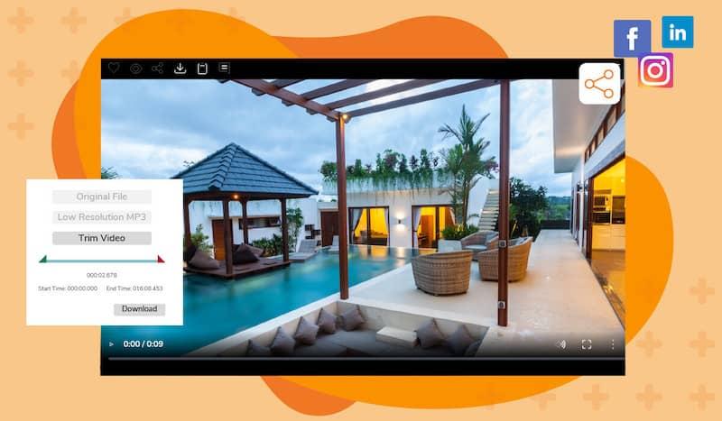 Ein Werbevideo für ein Hotel wird für die skalierte Erstellung von Inhalten zurechtgeschnitten.