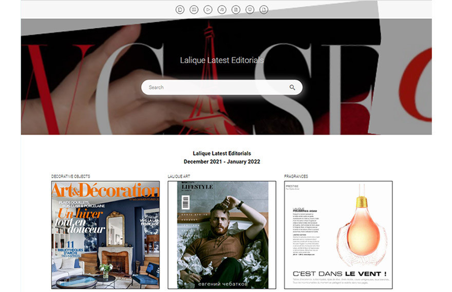 Screenshot des Canto Portals von Lalique.
