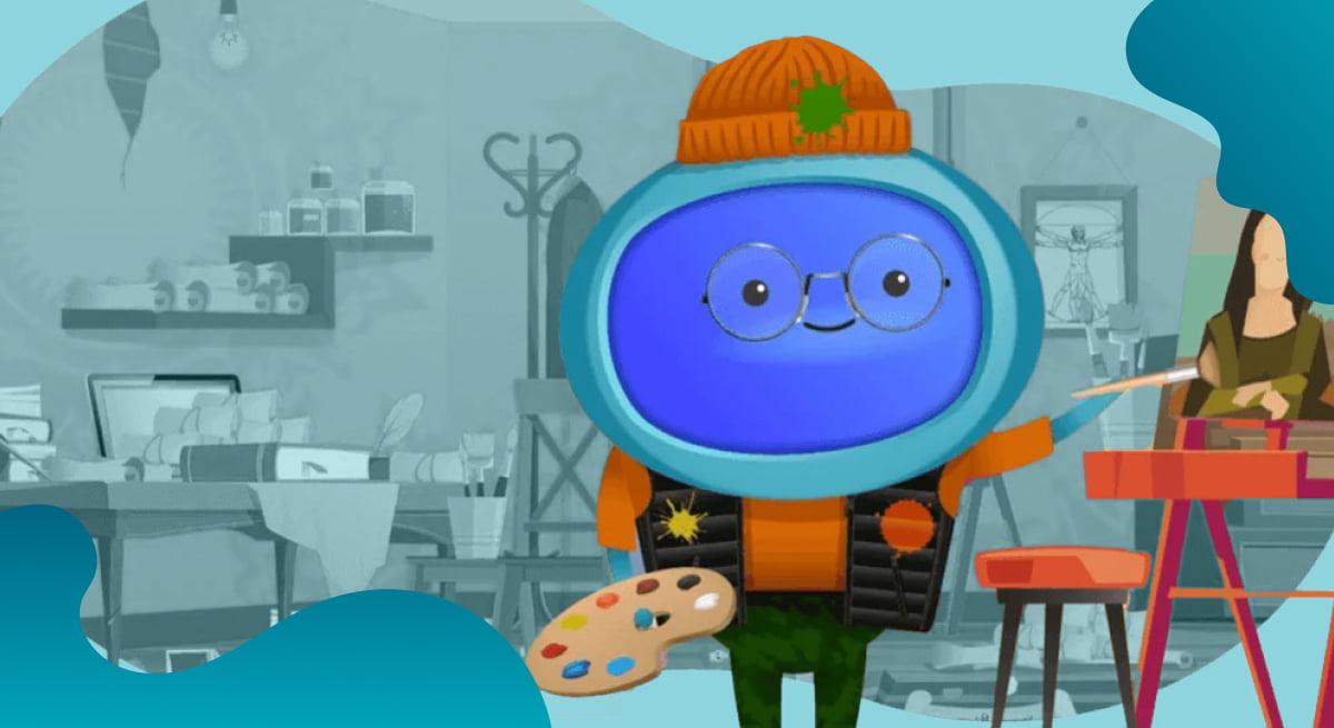 Das Titelbild von iAM Learning in Blau zeigt das Maskottchen.