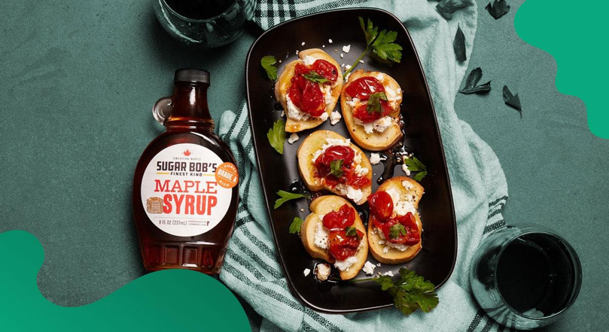Sugar Bobs feature image in green of maple syrup dish