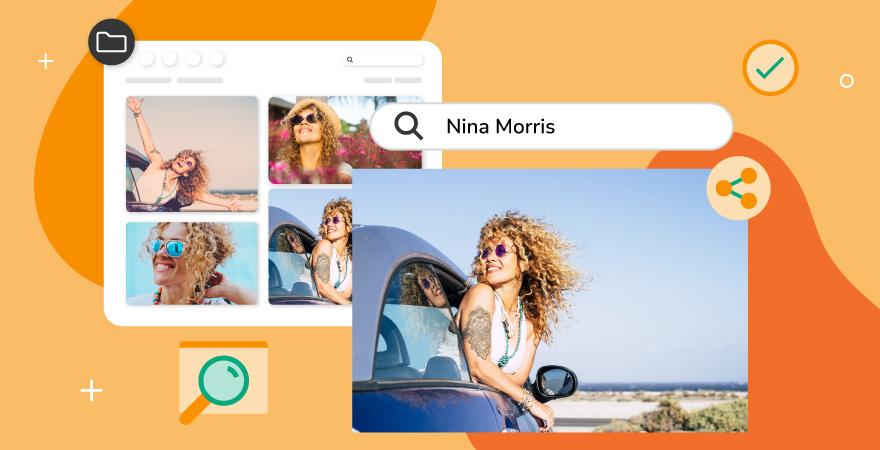 Image of same woman in various settings found using AI face recognition software.