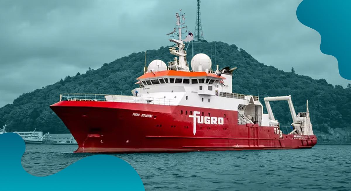 Fugro header image in blue showing a ship docked in a bay.