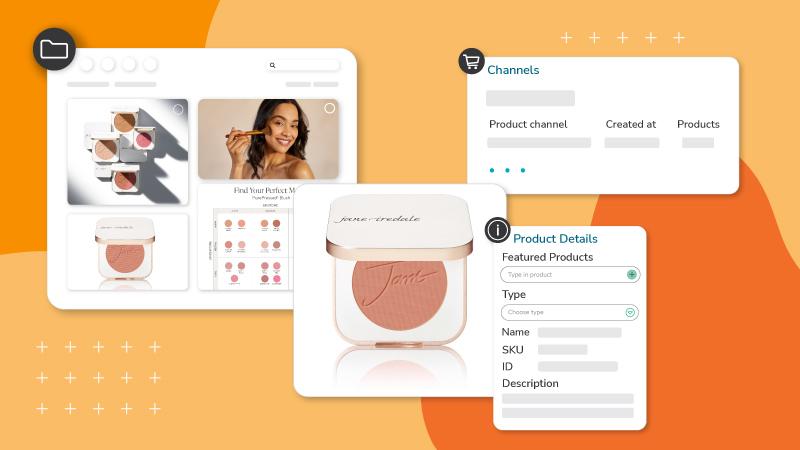A graphic showing images of a makeup brands products and the important details that go with them.