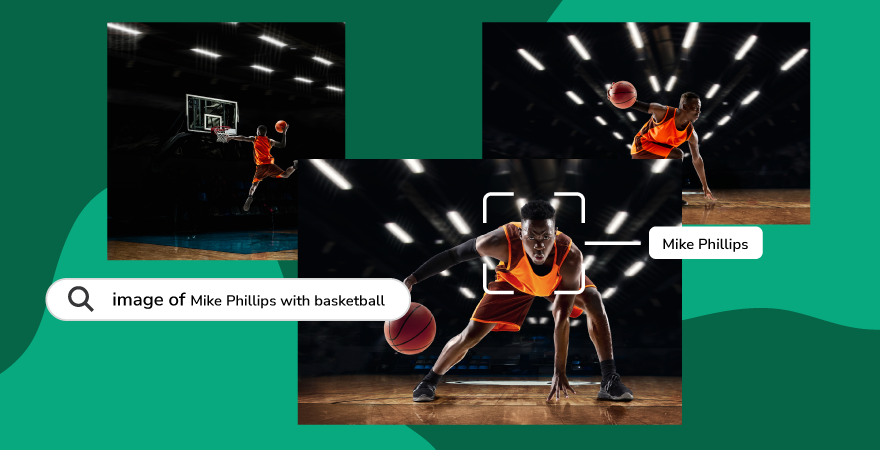 Search bar with three basketball player photos as the results