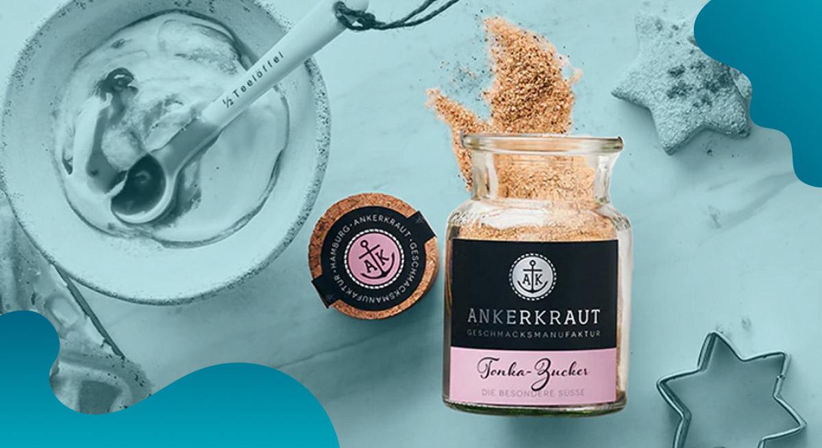 Das Titelbild von Ankerkraut in Blau zeigt ein Gewürzglas als repräsentatives Produktbeispiel.