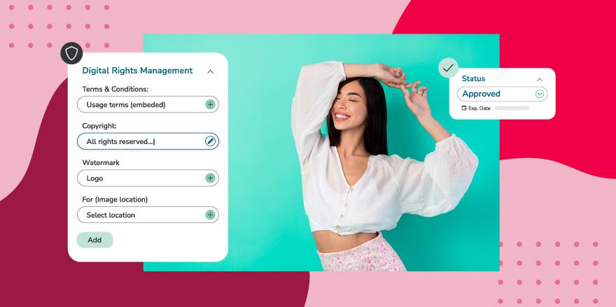 Creative professional celebrating project approval with digital rights management tools, showcasing the best DAM software solutions for creative agencies to safeguard copyright, automate approvals, and manage assets.