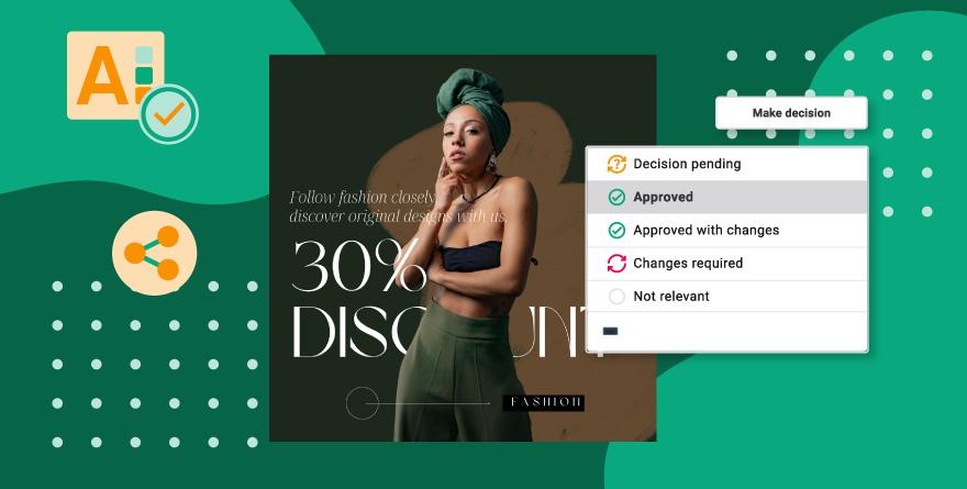 Content operations platform approving a fashion campaign with AI-powered review tools, highlighting how marketing teams simplify approvals and accelerate creative workflows.