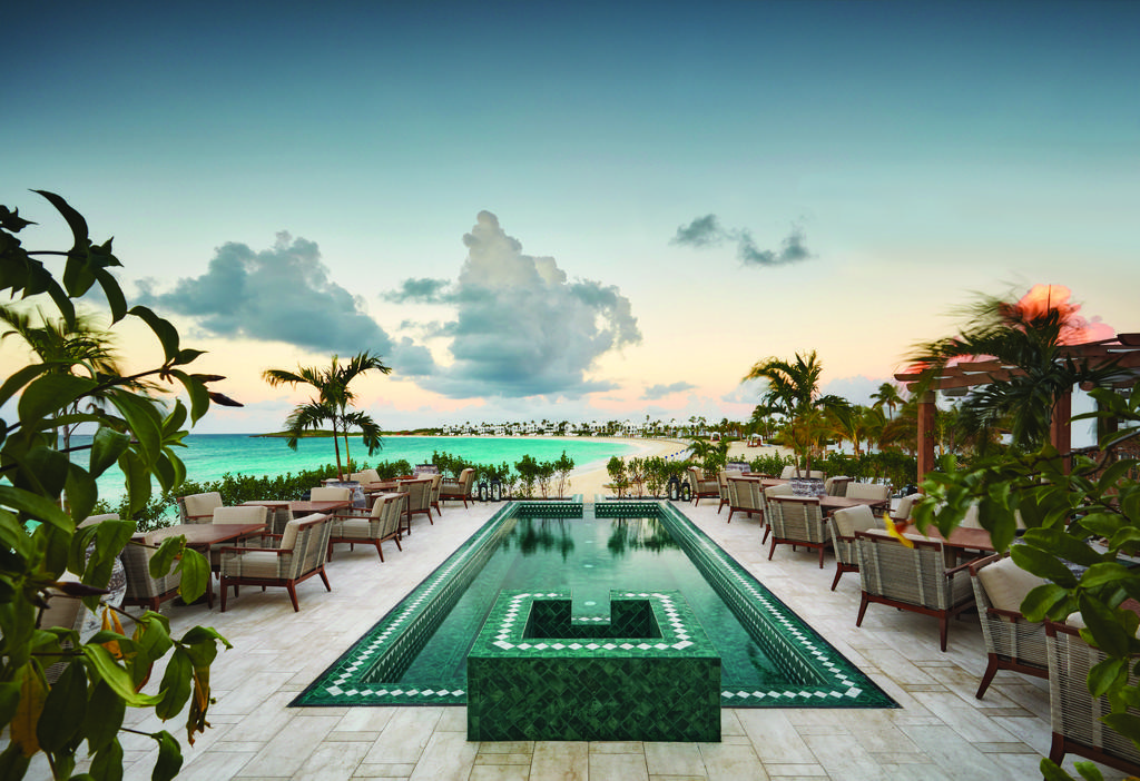 A pool on a terrace of the resort.