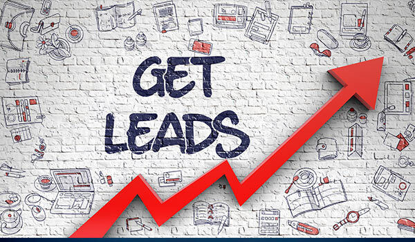 A brick wall that reads 'get leads'.