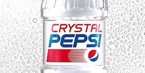 The Crystal Pepsi clear cola product.